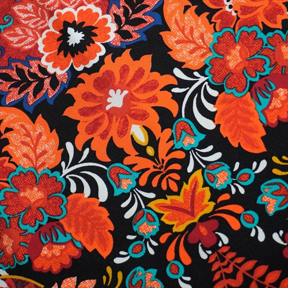 MSK Boho Chic Paisley Bell Sleeve Cocktail Dress  L 12 14 Retro 70s Sunset Bloom - Picture 5 of 8